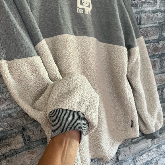 Disney Gray and Cream Spirit Jersey Crewneck Fleece Oversized Sweatshirt So Cozy - Picture 6 of 6